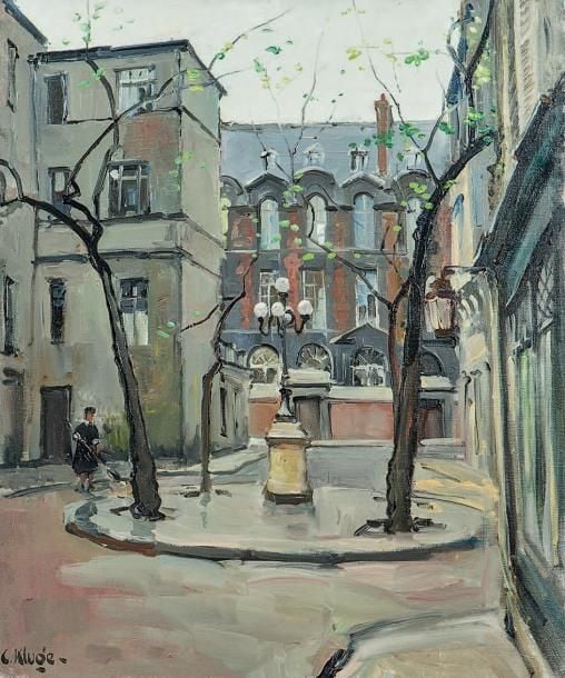 Place de Furstenberg à Paris Huile sur toile, signée en bas à gauche 65 x 54 cm Oil on canvas, signed lower left