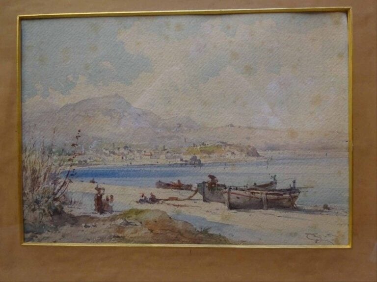 Plage à Carras Aquarelle sur papier
