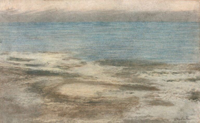 PLAGE Pastel, porte le cachet de la signature en bas à droite 38,5 x 61,5 cm