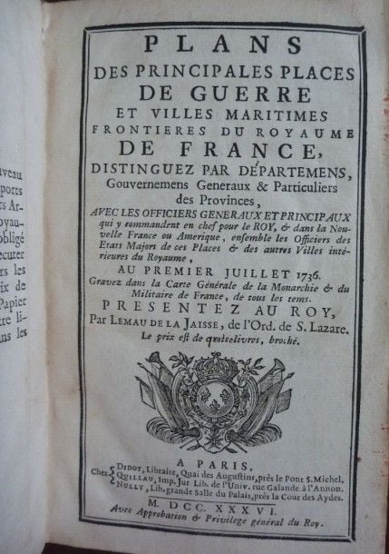 Plans des principales places de guerre et villes maritimes frontières du royaume de France