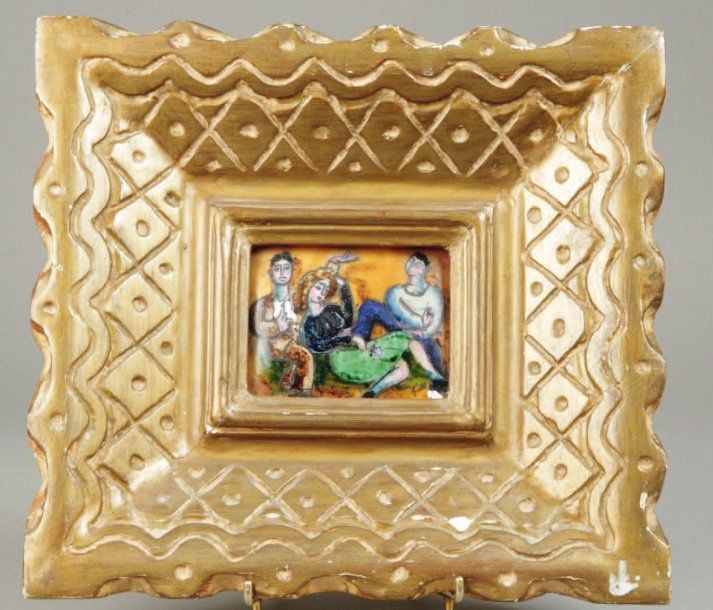 Plaque en cuivre à décor de personnage