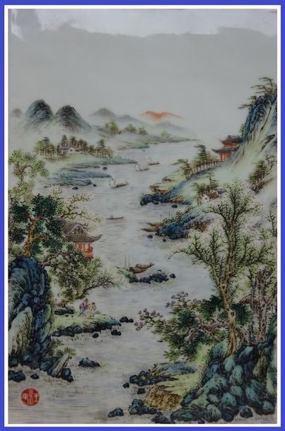 PLAQUE QUADRANGULAIRE A DECOR DE PAYSAGE