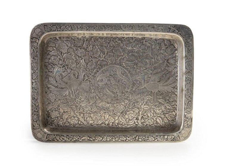 PLATEAU À OPIUM EN ARGENT
