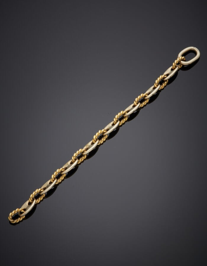POMELLATO - BRACELET "grains de café" or jaune et or gris (750‰) alterné de mai…