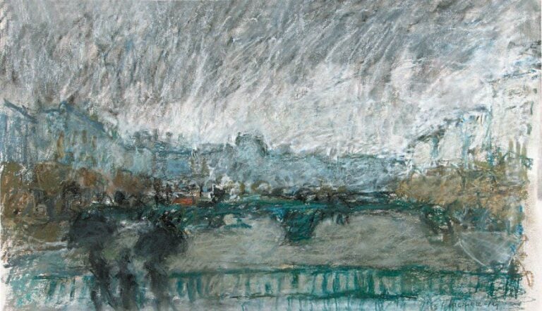 Pont sur la Seine Pastel, signé en bas à droite 31 x 54 cm