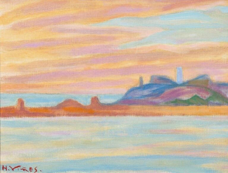 « Port Blanc » Huile sur toile, signée en bas à gauche, titrée au verso et datée « 14/9/81 » 27 x 35 cm Un certificat de Madame Nina Gubisch-Viñes sera remis à l'acquéreu