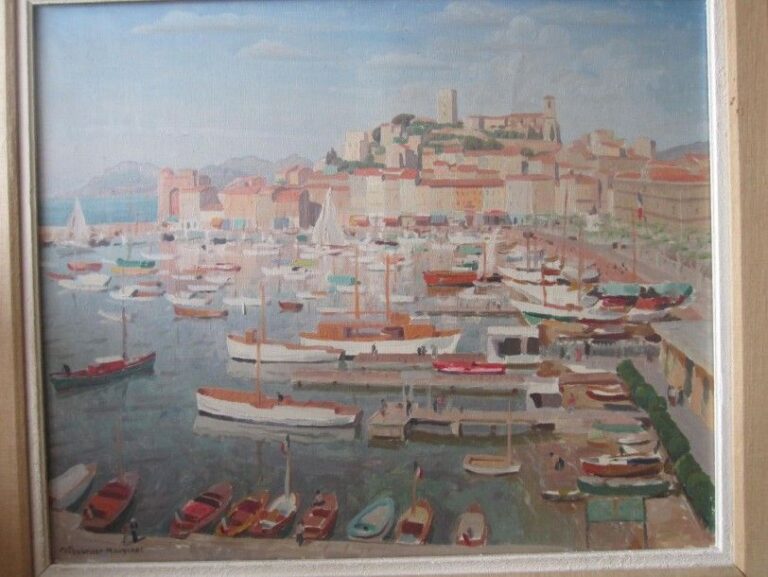Port de Méditerranée, Cannes? Huile sur toile, signée en bas à gauche 54 x 65 cm