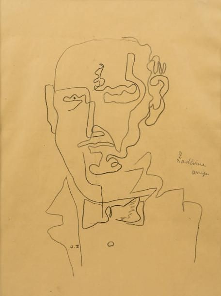Portrait d'homme Crayon sur papier, monogrammé en bas vers la gauche 53 x 38 cm (à vue) Pencil, monogrammed lower left