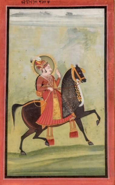 Portrait d'un Maharaja sur son cheval, probablement