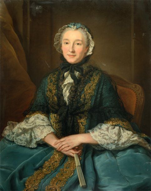 « Portrait de femme assise à l'éventail » Huile sur toile, sans cadr