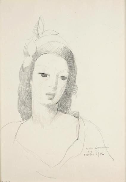 Portrait de jeune fille Mine de plomb, signée et datée octobre 1942 en bas à droite 36 x 25 cm