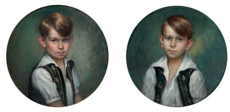 PORTRAIT DE JEUNES GARÇONS Deux pastels signés en bas à gauche
