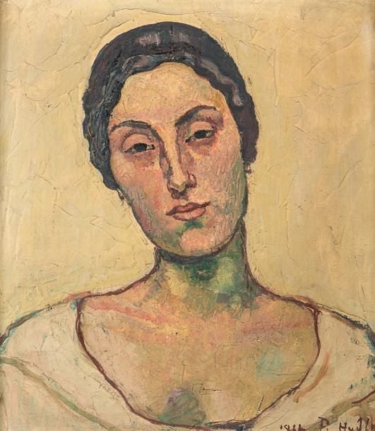 Portrait de la danseuse Francine Meylach Huile sur toile, signée et datée 1916 en bas à droite 46 x 40 cm On y joint la correspondance du peintre avec son modèl