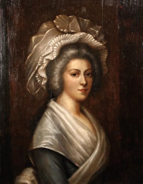 «Portrait en buste de Madame Élisabeth au Temple» Huile sur panneau (quelques restaurations) 64,5 x 57,5 cm Bibliographie: