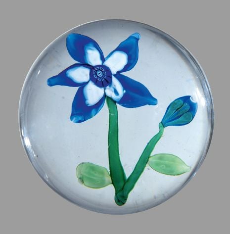 Presse-papiers à motif de fleur bleue et blanche et de bouton ble