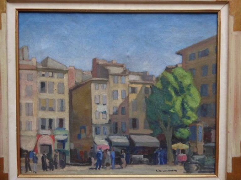 Probable vue d'une place animée à Marseille