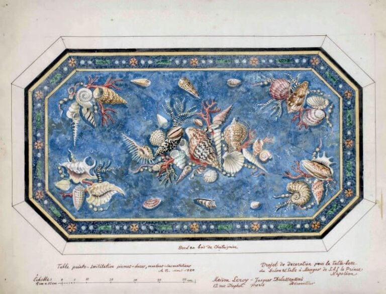 Projet de décoration pour la table basse du salon et la salle à manger de SAI le Prince Napoléon, 1983