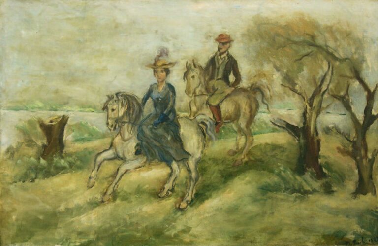 Promenade à cheval (1925) Huile sur toile Signée et datée en bas à droite 65 x 100 cm