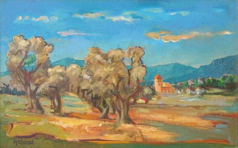 Provence Huile sur toile Signée en bas à gauche 39 x 62 cm
