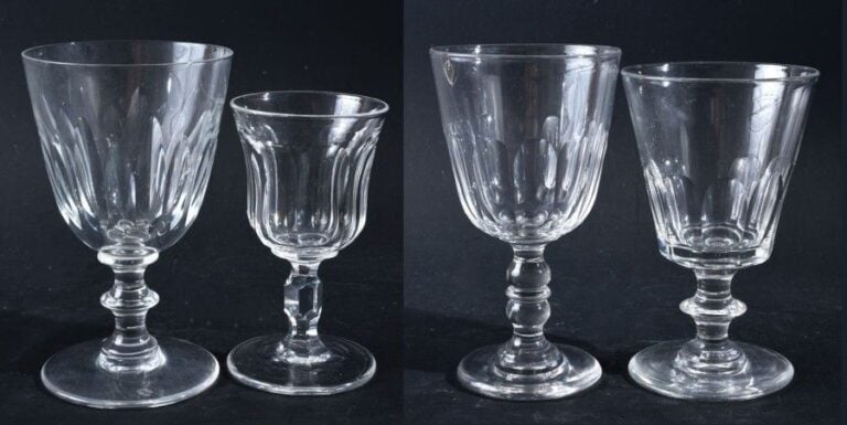 Quatre verres à pied en cristal taillé: 1°/ Saint-Loui