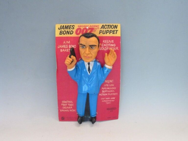 Rare Action Puppet JAMES BOND par GILBERT sur carton reproduction n°16601 - Marionnette plastique original