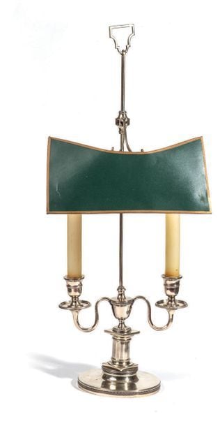 RARE LAMPE BOUILLOTTE en argent d'époque Empir