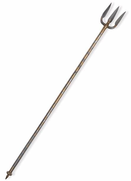 Rare trident à décor damasquiné
