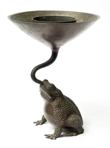 Rare vase en bronze pour ikebana (usubata