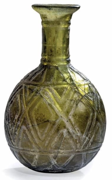 Rare vase en verre épais