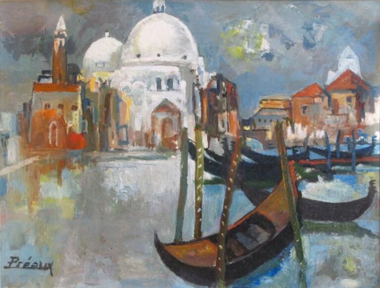 Raymond PRÉAUX (1916-1997)  Venise Huile sur carton Signée en bas à gauche 18 x 23 cm