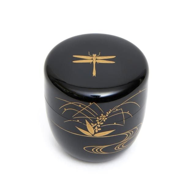 Récipient pour thé en poudre (natsume) garni de laque noir