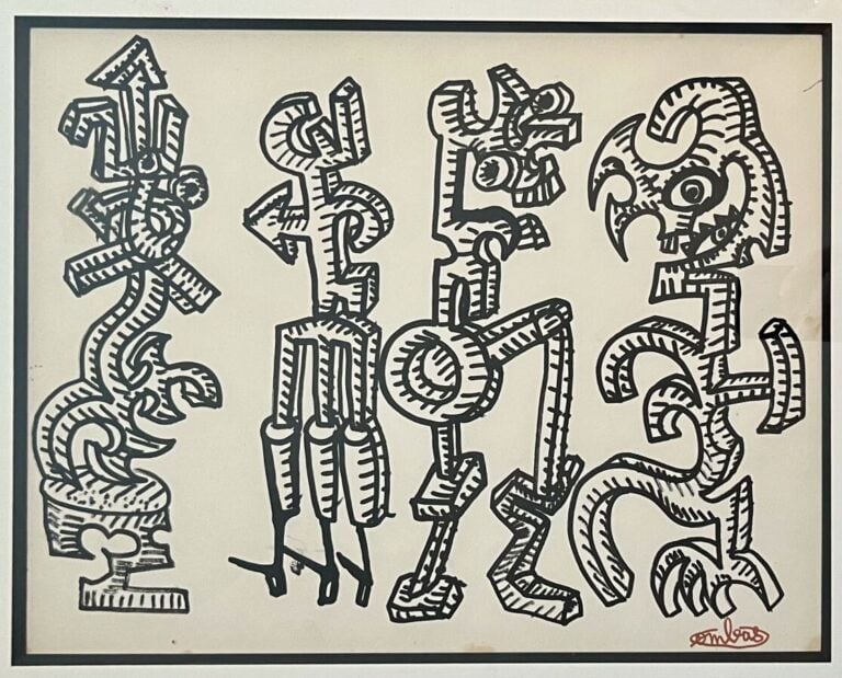 ROBERT COMBAS (NÉ EN 1957) - Composition - Encre, signée en bas à droite - 30.5…