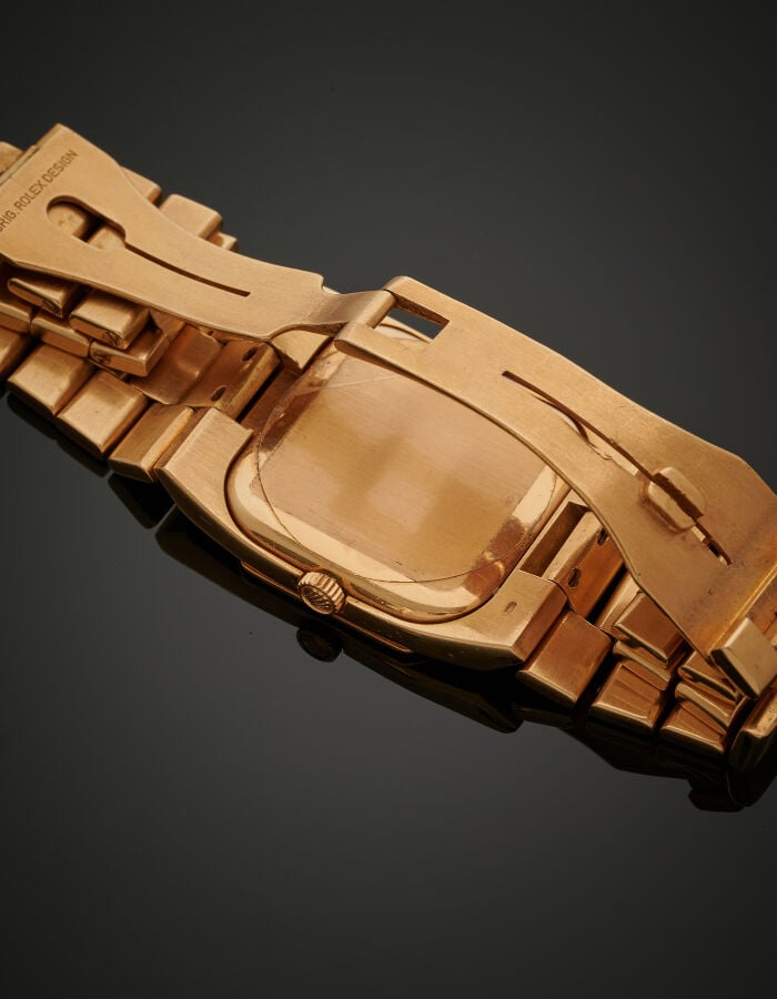 ROLEX - BRACELET MONTRE octogonal, modèle "Cellini" entièrement en or jaune (75…