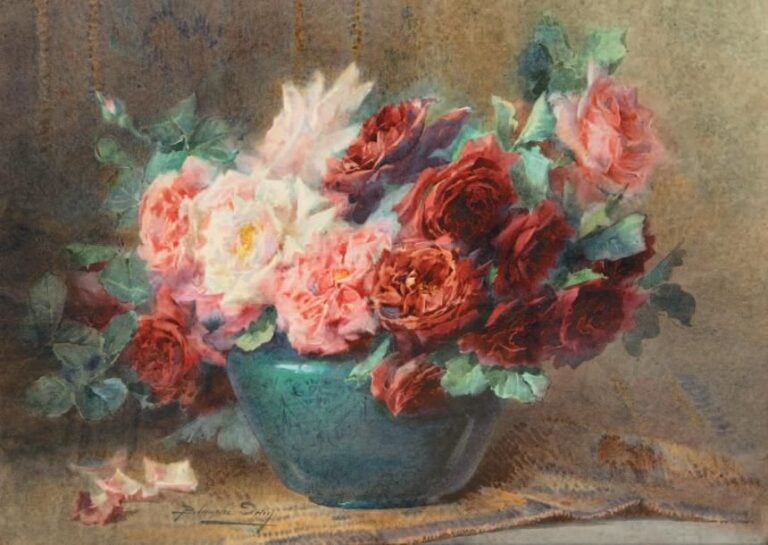 ROSES Aquarelle, signée en bas vers la gauche 54 x 75 cm