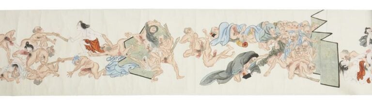 Rouleau orné d’une peinture érotique (shunga) attribué à Kawanabe Kyosai (1831-1889