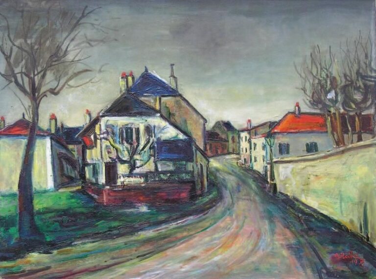 Rue du village (1933?) Huile sur toile Signée et datée en bas à droite 60 x 81 cm