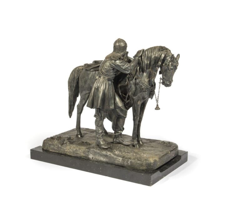 RUSSIE - Rare et important groupe en argent 84 zolotniks (875 millièmes) figura…