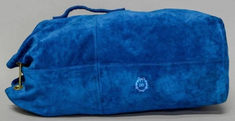 SAC de matelot transformable en peau bleu canard, poignée, garnitures en laiton
