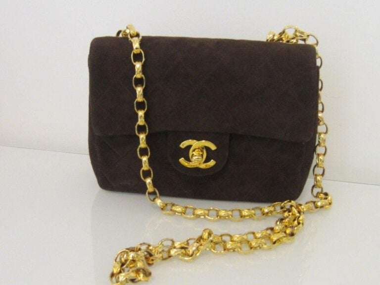 SAC en daim matelassé de couleur marron, modèle «Suède Brown Jumbo Flap
