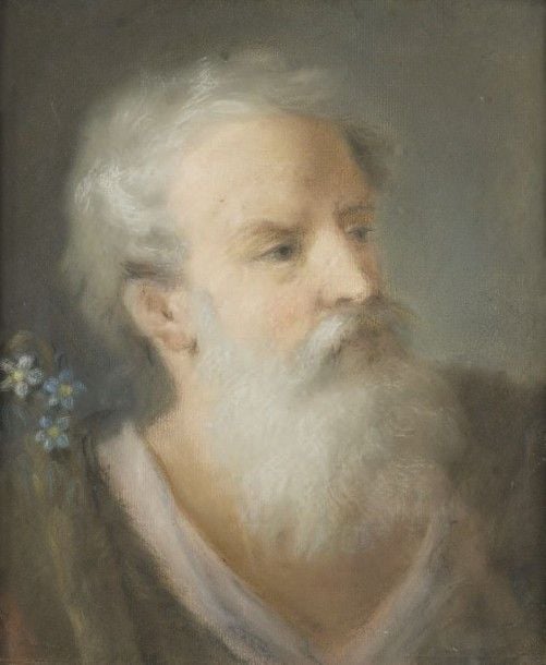 Saint Joseph en buste Pastel sur papier marouflé sur toil