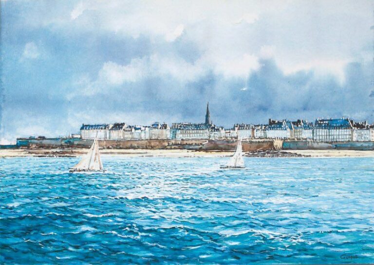 « Saint Malo » Aquarelle sur papier, signée en bas à droit