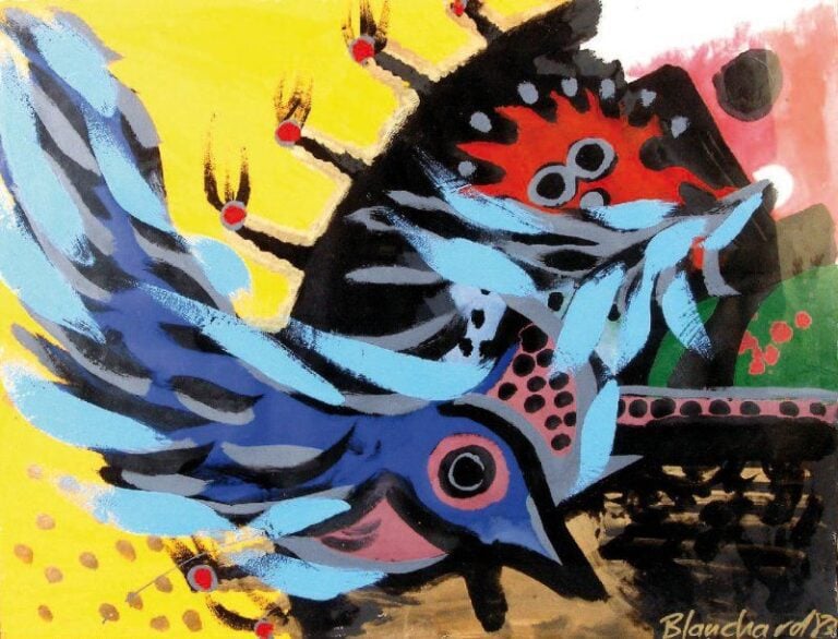Sans Titre (oiseau), 1983 Huile et acrylique sur toile Signé, daté en bas à droite 50 x 65 cm
