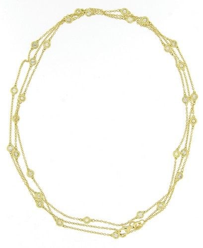 SAUTOIR en or jaune (750 millièmes) composée d’une chaînette alternée de 31 diamants taille brillant en serti clo