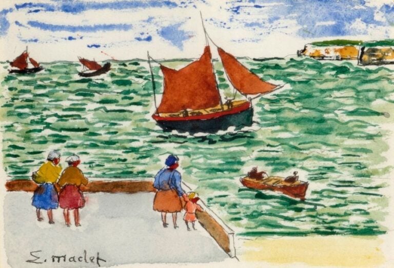 Scène animée au bord de la mer