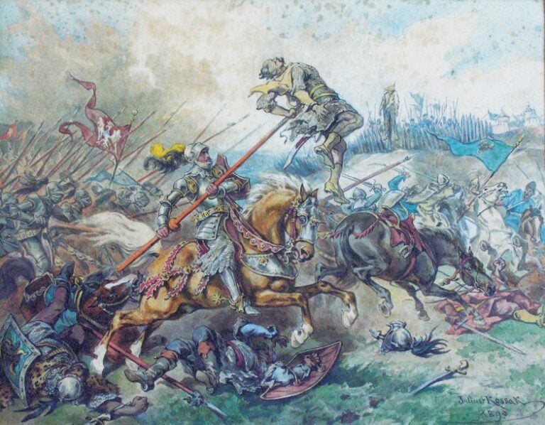 Scène de bataille (1890) Aquarelle sur papier Signée et datée en bas à droite 45 x 58 cm (Rousseurs)