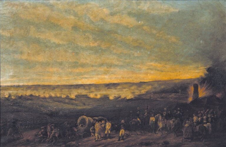 « Scène de bataille napoléonienne » Toile 33 x 49 cm