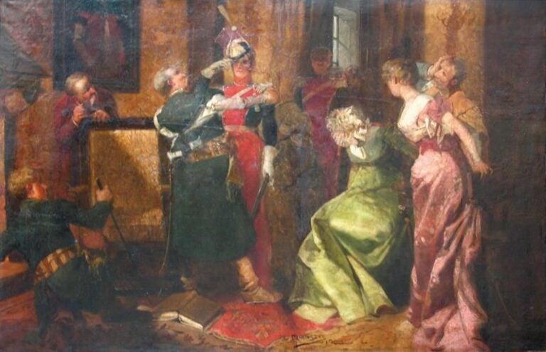Scène historique (1900) Huile sur toile Signée et datée en bas au milieu 65 x 100 cm