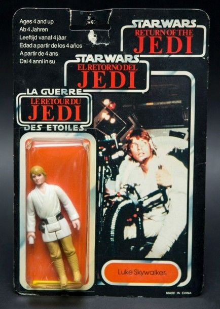 Star Wars Palitoy - ROTJ Tri Logo - Luke Skywalker Neuf en carte 1983 China trou du support blister déchiré