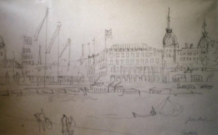 Stockholm Crayon sur papier Cachet signature en bas à droite 26 x 42 cm