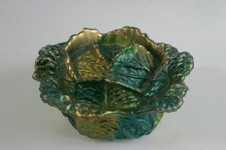 Sucrier en forme de choux en verre moulé émaillé métallis